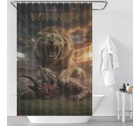 sinyumoney Lion Vs. Demon The Ultimate Battle Shower Curtains Set with 12 Hooks Waterproof Polyester Fabric Bath Shower Curtains Mildew for Toile Bathroom Dorm 46.85x70.87Inch（119x180cm）