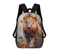 sinyumoney Lion Walking in Paint Kids School Backpack School Bag 3D Printed School Bag for Boys Elementary And Middle School Students 17inch