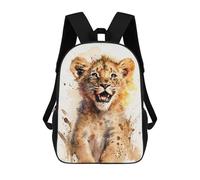 sinyumoney Lion Watercolor Sketch Kids' Book Bag 3D Printing School Bag Boys And Girls Cool Knapsack Casual Back Bag for School Students 17inch