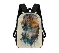 sinyumoney LION WATERCOLORS Backpack, Children's Backpack, Student School Bag Bookbag Rucksack, 3D Printed School Bag for Boys Girls 17inch