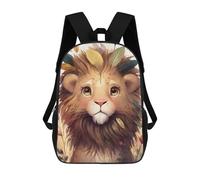 sinyumoney Lion with Feather Crown Kids School Backpack 3D Printed Fashion School Bag Casual School Bag for Boys Elementary And Middle School Students 17inch
