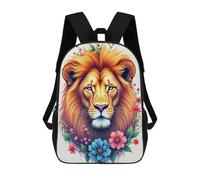 sinyumoney Lion with Flowers Art Print Backpack School Bag Business Laptop Rucksack Bag Unisex Casual Daypack for Men/Women 17inch
