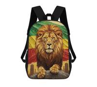 sinyumoney Lion with Reggae Colors Painting School Backpack Secondary Causal Travel High School Bags for Campus Outdoor Travel Sports 17inch