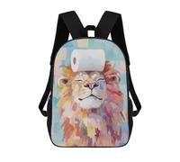 sinyumoney Lion with Toilet Paper Children's Backpack, 3D Printed School Backpack, Backpack for Boys Girls, Adjustable School Bag for Primary School 17inch