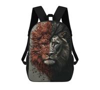 sinyumoney Lion with Two Faces 3D Printed Children's School Backpack for Kids High Capacity Travel Rucksacks Book Bags Kids School Bag Back Pack 17inch