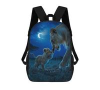 sinyumoney Lioness And Cub Moonlight Encounter Children's 17 Inch School Backpack 3D Printed Anime Movies for Kids Travel Rucksacks Book Bags Kids School Bag