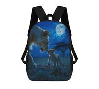 sinyumoney Lioness And Cub Under Moonlight Kids School Backpack 3D Printed Backpacks Fashion School Bag Rucksacks for Boys Elementary And Middle School Students 17inch