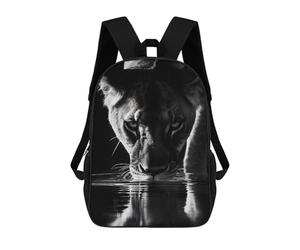 sinyumoney Lioness Drinking Water - Black And White Backpack School Bag Business Laptop Rucksack Bag Unisex Casual Daypack for School/Work/Travel 17inch