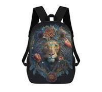 sinyumoney Lion's Majesty in Flowers School Backpack Rucksack Casual Daypacks School Work Travel Bag for Men, Women & Teenage Boys 17inch