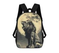 sinyumoney Lions Roar at Night Children's Backpack, 3D Printed School Backpack, Backpack for Boys Girls, Adjustable School Bag for Primary School 17inch