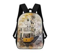 sinyumoney Lisbon in Watercolor Backpack School Business Laptop Rucksack Bag Unisex Casual Daypack for Teenage Girls Boys Women Men 17inch