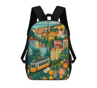 sinyumoney Lisbon Tram And Colorful Cityscape Children's Backpacks School Backpack 3D Printed for Kids Travel Rucksacks Book Bags Kids 17inch School Bag