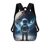sinyumoney Little Boy with Astronaut Backpack Kids School Backpack School Bag 3D Printed Fashion School Bag for Boys Elementary And Middle School Student 17inch