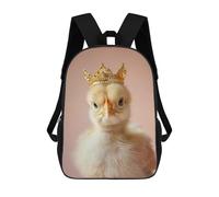 sinyumoney Little Chicken King 3D Printed Children's School Backpack for Kids High Capacity Travel Rucksacks Book Bags Kids School Bag Back Pack 17inch