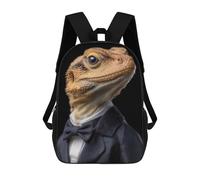 sinyumoney Lizard in A Suit Backpack School Lightweight Schoolbag Dayback Bookbag College for Men, Women & Teenage Boys 17inch
