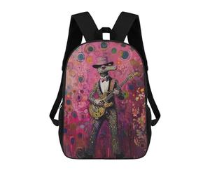 sinyumoney Lizard Rock Star Backpack with Pocket 3D Printed Backpacks, Travel Rucksacks Book Bags Kids School Bag 17inch