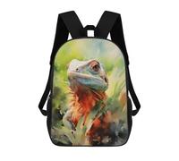 sinyumoney Lizard Watercolor Backpack School Bag Secondary Causal Travel High School Bags for Boys/Girls/Teenagers 17inch