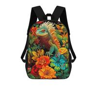 sinyumoney Lizard Wild Flowers School Backpack School Bags for Girls Boys Backpack with Pocket Fashion School Bag Kids Backpack 17inch
