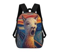 sinyumoney Llama Art Print, The Scream Style School Backpack Business Durable Laptop Bag for Camping Outdoor Adventures And Daily Travel 17inch