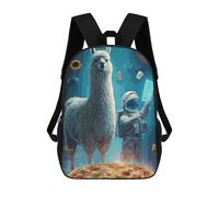 sinyumoney Llama Astronaut Pizza Space 3D Printed Kids School Bag Rucksacks Children's School Fashion Casual Back Pack High Capacity Travel Book Bags Backpack for Kids 17inch