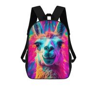 sinyumoney Llama Black Light UV Glow Backpack 3D Printed Children's School Backpack Kids Travel Backpacks High Capacity Book Bags Children's Backpack Rucksack 17inch