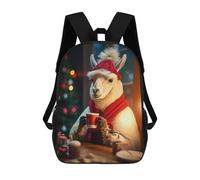 sinyumoney Llama Coffee Christmas Backpack School Bag Rucksack Casual Daypacks School Work Travel Bag for Men, Women & Teenage Boys 17inch
