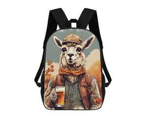 sinyumoney Llama Drinking A Beer School Bags Daypacks Business Backpack Water Resistant Bookbag for School/Work/Travel 17inch