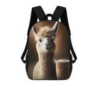 sinyumoney Llama Drinks Coffee Backpack School Business Laptop Rucksack Bag Unisex Casual Daypack for Teenage Girls Boys Women Men 17inch