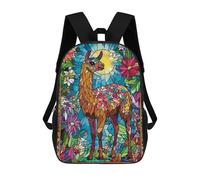 sinyumoney Llama in A Garden School Backpack Lightweight Schoolbag Dayback Bookbag College for Teenage Girls Boys Women Men 17inch