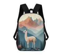 sinyumoney Llama in Mountain Landscape Painting Kids Backpack, Kids School Bag 3D Printed School Backpacks for Boys And Teenager School Students 17inch