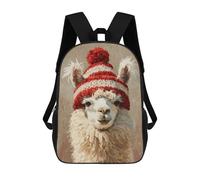 sinyumoney Llama in Red Hat Art Print Backpack School Bag Lightweight Casual Daypack School Backpacks for Teenage Girls Boys Women Men 17inch