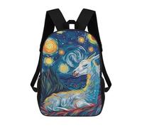 sinyumoney Llama in Starry Night Style 3D Printed Children's School Backpack for Kids Travel Rucksacks Book Bags Kids School Bag 17inch