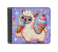 sinyumoney Llama Love Ice Cream 3D Print Wallet ID Window Coin Leather RFID Banknote Compartments Soft Convenient Wallets 11.7cm*9.5cm