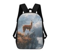 sinyumoney Llama on Mountain Peak School Bag Bookbag 3D Printed Children's Backpacks for Kids Boy Girl Book Bags Kids School Bag Travel Rucksacks 17inch