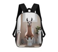 sinyumoney Llama on Toilet Bathroom Art Backpack School Lightweight Airport College Students Back Pack for Campus Outdoor Travel Sports 17inch