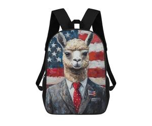 sinyumoney Llama President Art Print Backpack School Bag Daypacks Business Backpack Water Resistant Bookbag for Girls Boys Teenage 17inch