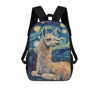 sinyumoney Llama Starry Night Kids Backpack Fashion Fun Backpack Book Bag for Boys And Teenager 3D Printed School Bags for Boys 17inch