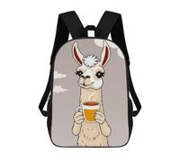 sinyumoney Llama with Coffee School Backpack Work Laptop Backpack Rucksack Bag for Camping Outdoor Adventures And Daily Travel 17inch
