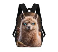sinyumoney Llama with Glowing Blue Eyes 3D Printed Children's School Backpack for Kids High Capacity Travel Rucksacks 17 Inch Book Bags Kids