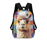 sinyumoney Llama with Toilet Paper Hat Backpack School Large School Backpack for Boys - Perfect for Travel, Work And Daily Use 17inch