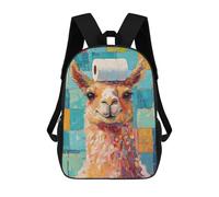 sinyumoney Llama with Toilet Paper Hat Children's Backpack, 3D Printed School Backpack, Backpack for Boys Girls, Adjustable School Bag for Primary School 17inch
