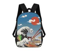 sinyumoney Lofi Japan Great Wave Backpacks Kids School Backpack School Bag 3D Printed School Bag for Boys Elementary And Middle School Students 17inch