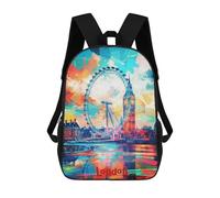 sinyumoney London Art Backpack Kids School Backpack School Bag 3D Printed Fashion School Bag for Boys Elementary And Middle School Student 17inch