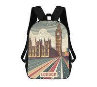 sinyumoney London Backpacks Kids Student Schoolbag,3D Printed Backpacks,Elementary And Middle School Students Backpacks for Boys Girls 17inch
