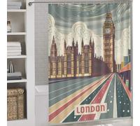sinyumoney London Bath Shower Curtains Mildew Fabric Polyester Hilarious Bath Curtain for Bathroom Bathtub Apartment Decor 64.17x70.87Inch（163x180cm）