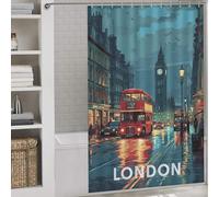 sinyumoney London Big Ben Modern Polyester Water Repellent with Hooks Waterproof Fabric Shower Curtain Anti Mould for Home Bathroom Toile Hotel Decor 56.30x70.87Inch（143x180cm）