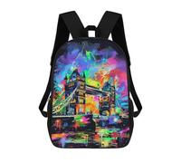 sinyumoney London Bridge Neon Art Print Backpack School Bag High Secondary School Bags Casual Backpack - Perfect for Travel, Work And Daily Use 17inch