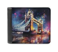 sinyumoney London Bridge Reflections 3D Print PU Leather Wallet Multiple Slots Banknote Compartments Soft Convenient Wallets Gifts 11.7cm*9.5cm