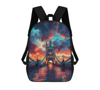 sinyumoney London Bridge Sunset 17inch School Bag 3D Printed Children's School Backpack Casual Fashion Travel Backpacks for Kids School Students