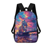 sinyumoney London Bridge Sunset-6 Backpack School Bag Fashion Stationery Backpack Waterproof Casual Daypacks- Perfect for Travel, Work And Daily Use 17inch